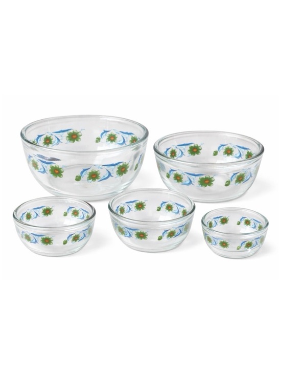 Vintage Other - Vintage Imperial Glass Floral Nesting Mixing Bowl Set of 5